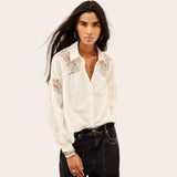ba&sh Roseanne Lace Shirt In Ecru