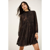 ba&sh Simba Long Sleeve Short Dress In Marron