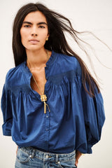 Ba&sh TONIA Embroidered Shirt In Blue