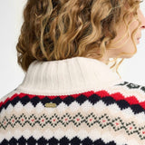 Barbolur Aspen Fair Isle Funnel Neck Jumper In Cloud Multi