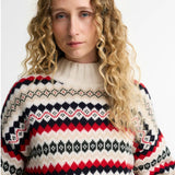 Barbolur Aspen Fair Isle Funnel Neck Jumper In Cloud Multi