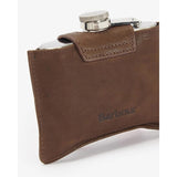 Barbour 4oz Hinged Hip Flask In Brown