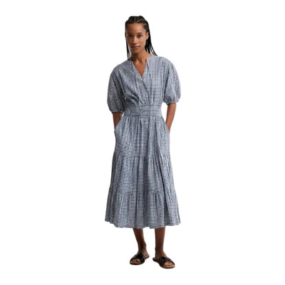 Barbour Ashwell Gingham Tiered Midi Dress In Multi Gingham