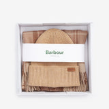 Barbour Aubrey Beanie & Scarf Gift Set In Camel