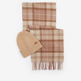Barbour Aubrey Beanie & Scarf Gift Set In Camel