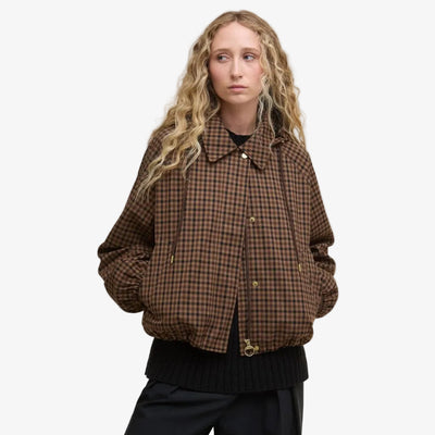 Barbour Audrey Showerproof Jacket In Vicuna Gingham Check