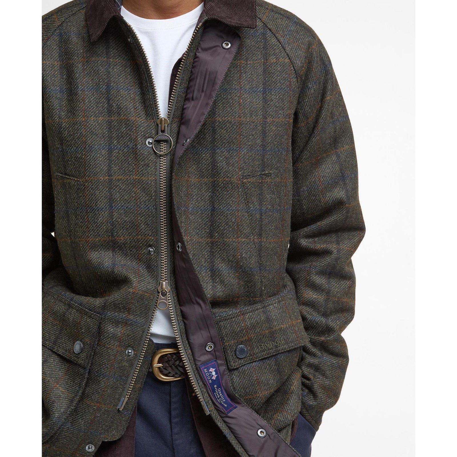 Barbour Bedale Check Wool Jacket In Brown