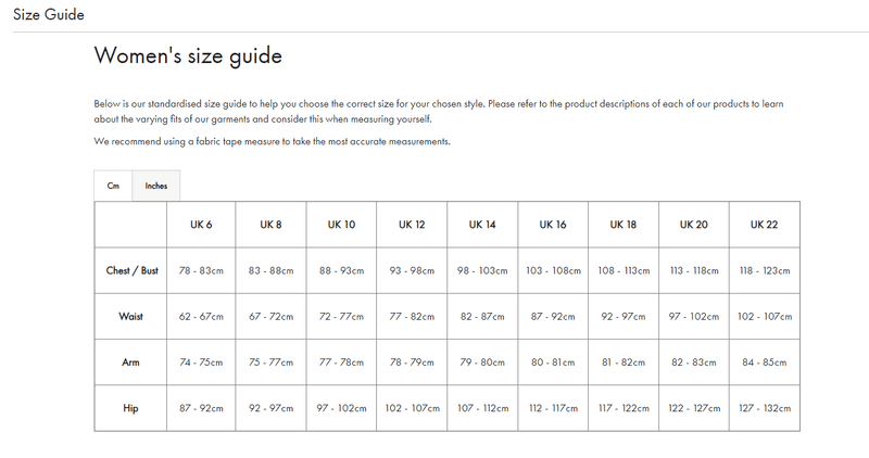 Barbour t shop shirt size guide