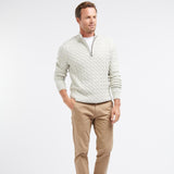 Barbour Cable Knit Half Zip Jumper in Ecru Marl