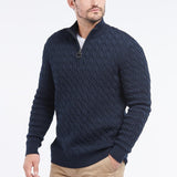 Barbour Cable Knit Half Zip Jumper in Navy