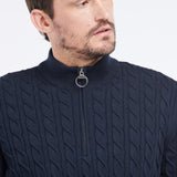Barbour Cable Knit Half Zip Jumper in Navy
