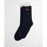 Barbour Cable Knit Lounge Socks In Navy