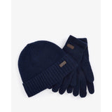 Barbour Carlton Beanie and Gloves Gift Set In Navy