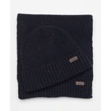 Barbour Carlton Fleck Beanie & Scarf Gift Set in Navy