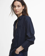 Barbour Carrie Relaxed Pinstripe Shirt in Navy