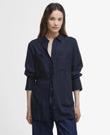 Barbour Carrie Relaxed Pinstripe Shirt in Navy