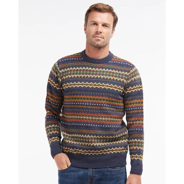 Barbour Case Fair Isle Jumper In Navy Marl