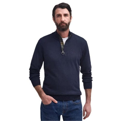 Barbour Cotton Half Zip Sweater in Navy