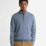 Barbour Cotton Quarter-Zip Jumper Tarn Blue
