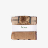 Barbour Dover Beanie & Hailes Scarf Gift Set In Hessian Tartan