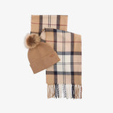 Barbour Dover Beanie & Hailes Scarf Gift Set In Hessian Tartan