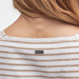Barbour Ella Striped Mini Dress In white Tannin
