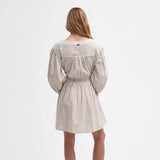 Barbour Ella Striped Mini Dress In white Tannin