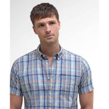 Barbour Elton Tailored Short-Sleeved Shirt In Dark Denim