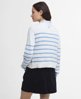 Barbour Emery Striped Crew Neck Jumper in Cloud/Blue