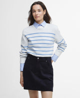 Barbour Emery Striped Crew Neck Jumper in Cloud/Blue