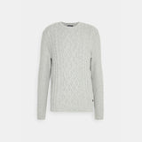 Barbour Essential Chunky Cable Crew Neck Jumper in Fog