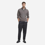 Barbour Essential  L/wool Half Zip Jumper In Dark Stone