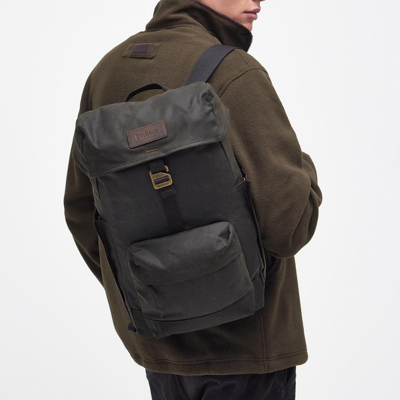 Barbour Essential Wax Backpack in Olive