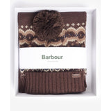 Barbour Fairisle Beanie & Scarf Gift Set in Green