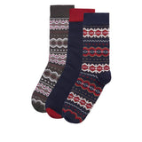 Barbour Fairisle Sock Gift Box in Cranberry / Black