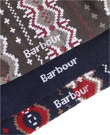 Barbour Fairisle Sock Gift Box in Cranberry / Black