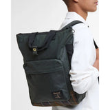 Barbour Field Waxed Backpack In Sage Classic