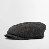 Barbour Fyne Tweed Baker Boy Cap In Charcoal Grey