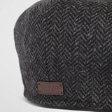 Barbour Fyne Tweed Baker Boy Cap In Charcoal Grey