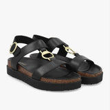 Barbour Gwen Leather Sandals In Black