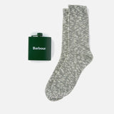 Barbour Hip Flask and Cotton-Blend Socks Set in Green