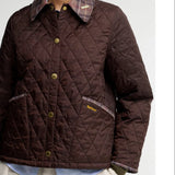 Barbour Icons Tartan Collar Cropped Liddesdale Quilted Jacket In Rustic