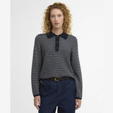 Barbour Inez Striped Collared Jumper In Dark Navy