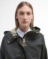 Barbour Inez Waxed Jacket In Olive/Tartan
