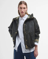 Barbour Inez Waxed Jacket In Olive/Tartan