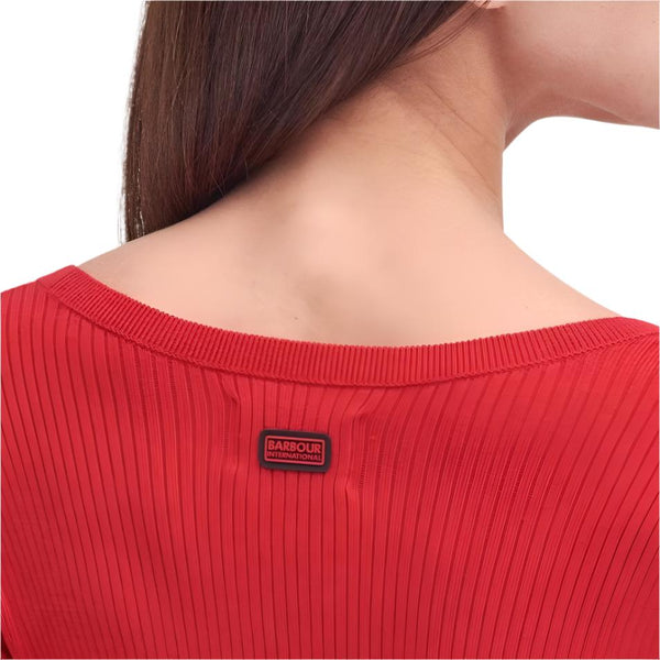 Barbour International Laia Knitted Midi Dress In Scarlet