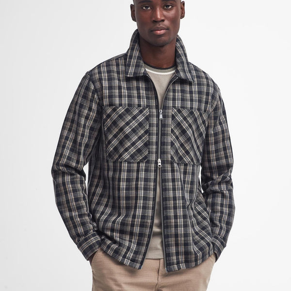 Barbour International Phoenix Check Overshirt In Charcoal Mix