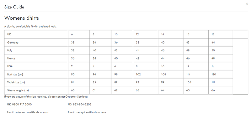 Barbour international size 2024 guide