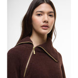 Barbour International Saskia Zip Neck Knit Jumper In Chocolate