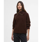 Barbour International Saskia Zip Neck Knit Jumper In Chocolate